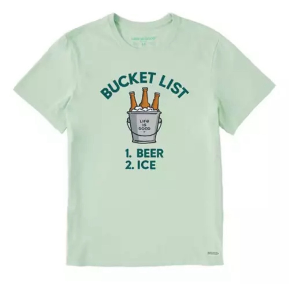 NWT Life is Good Bucket List Beer & Ice Men’s Tshirt